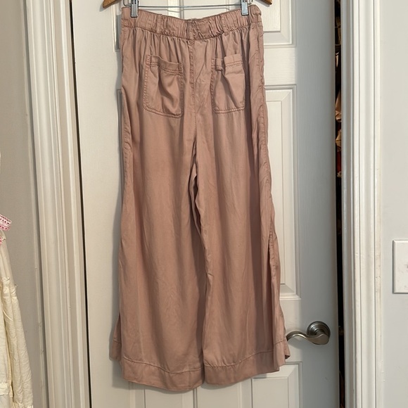 Joie 100% lyocell blush pale pink wide leg elastic waist pant w pockets large - Picture 2 of 5